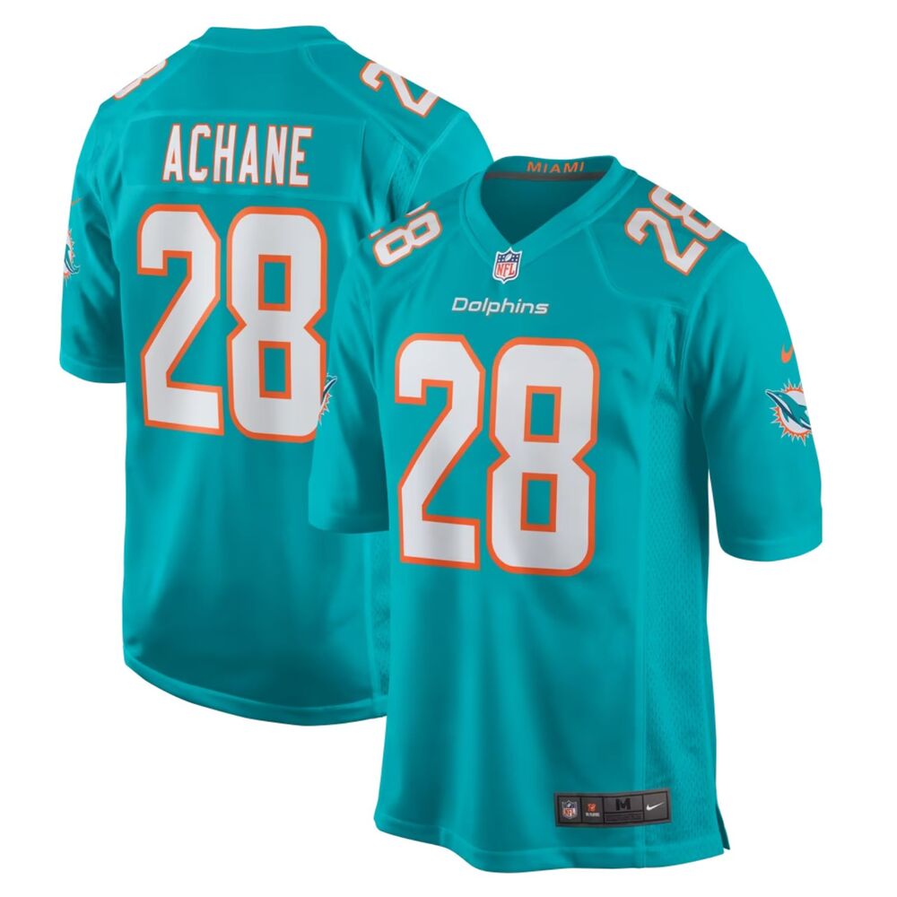 Nike Miami Dolphins De’Von Achane #28 Game Jersey Aqua Men’s Large | New